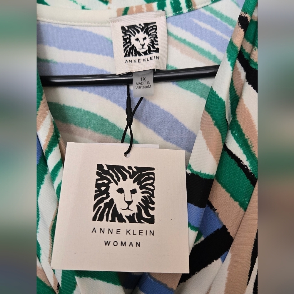 Anne Klein Multicolor Striped Sleeveless Blouse - Picture 4 of 5